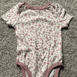 Cloud Island Floral Bodysuit in Pink and Cream